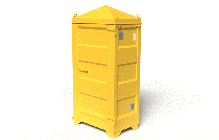 Miljöskåp för ett fat farligt avfall, låsbart